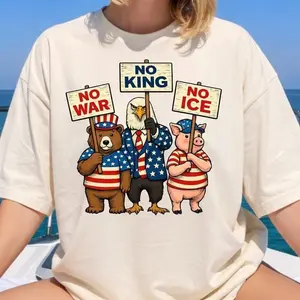 [Sale Up To 50%] No King No War No ICE Comfort Colors No Kings In America T-Shirt Anti Trump Shirt, Political Protest Anti Maga Fascism Tee Democracy Justice Graphic Streetwear T-shirt
