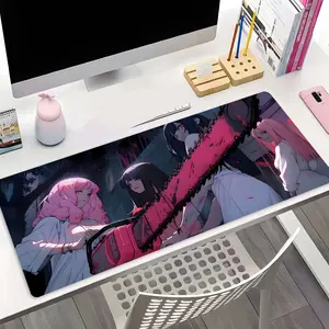 Gothic Anime Girl Chainsaw Dark Horror Design Extra Large Gaming Mouse Pad, Aesthetic Desktop Decoration Protection Pad, Rubber Pad Non-slip Lock Edge Work Pad, Multi-size Mousepad Suitable For Laptop, Desktop Computer Games, Work, Family, Good Gift
