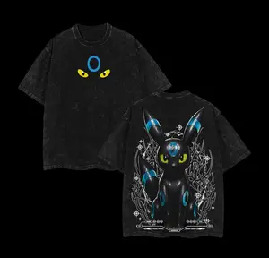 Umbreon V.2 Washed T-Shirt, Top Menswear, Cotton Tee Shirt Casual Streetwear