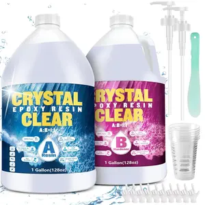 Epoxy  2 Gallon Kit, Upgraded  Clear  Epoxy  Safe with Pump, Self Leveling & Bubble Free High-Glossy with Anti-Yellowing for Coating, Casting,  Making, DIY Craft