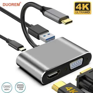 4 in 1 USB-C HUB Adapter, Supports 4K HD TV, Vga Switcher, PD Charging, USB3.0, Compatible with Nintendo Switch, Samsung Laptops,