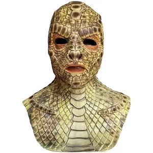ReptileSnakeSkinMaskwithNecklineCreepyDevilDemonGhostMonsterFullHeadLatexCosplayPartyMask