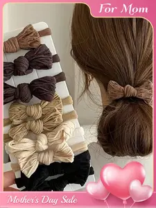 Boho Style Bow Hair Ties, Elastic Rubber Bands with Printed Design, All-Season Ponytail Holders, Multifunctional Hair Accessories, Elastic Hair Accessory