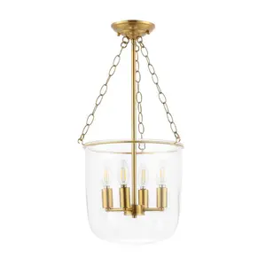 Dahye 4 Light 13 Inch Pendant - Clear/Brass - Safavieh.