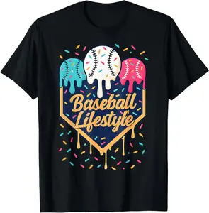 Baseball Lifestyle 101 Drip Baseball Graphic T-Shirt |   Crewneck Cotton Tee for Men & Women |   Casual Everyday Wear