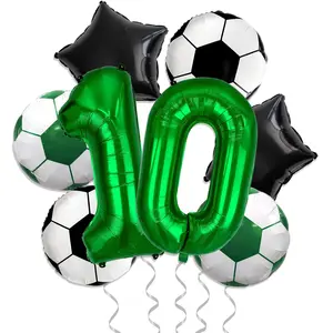 Soccer Party Decorations, Number 10 Foil Balloons for Soccer Fans’ 10th Birthday or Game Day Party