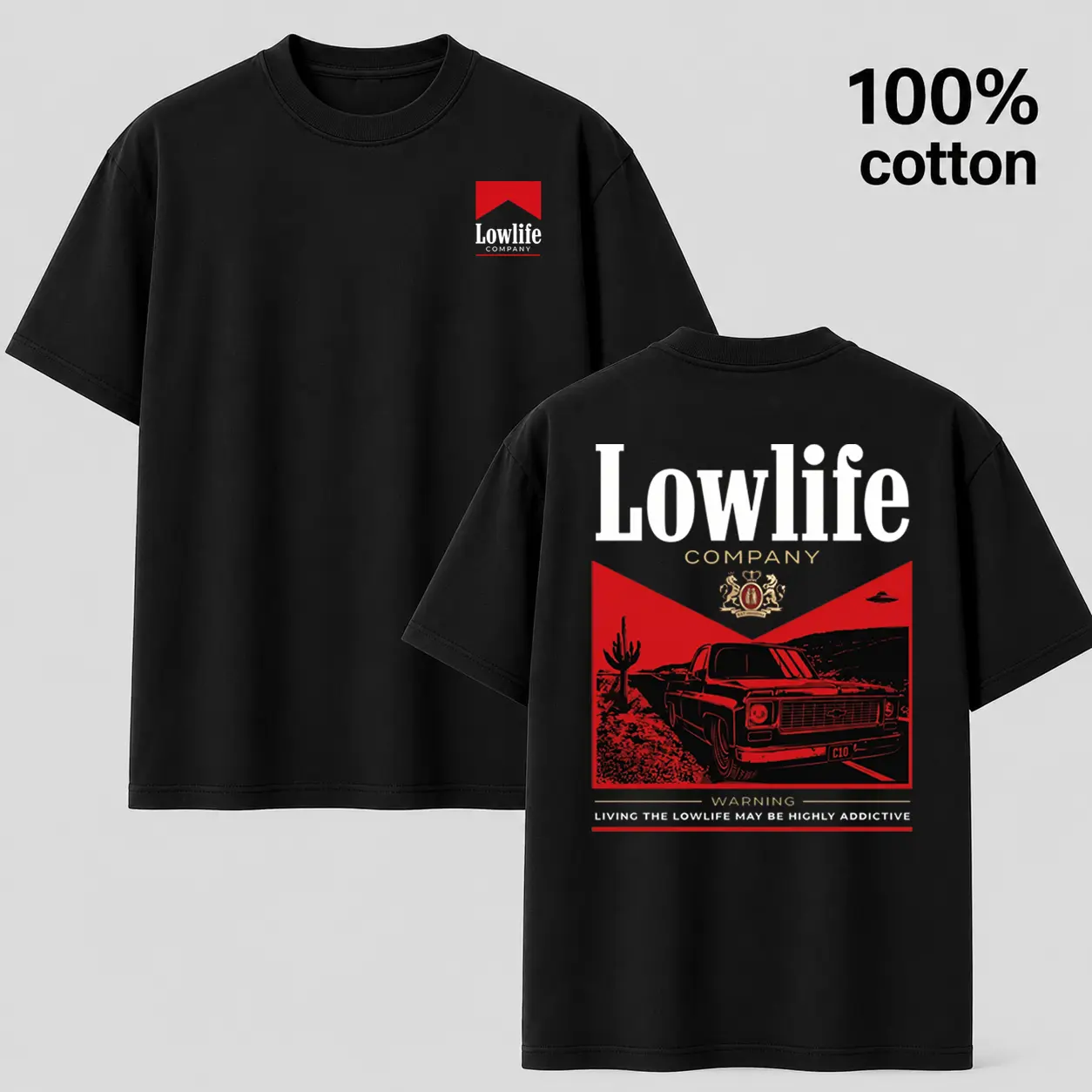 Retro Lowlife Lifestyle Graphic Tee - C10 Pickup Truck Streetwear