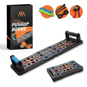 ATA-Strength Heavy-Duty 15-in-1 Foldable Push Up Board with Adjustable Grip Strengthener & 3 Resistance Bands for Men Women Home Workout System