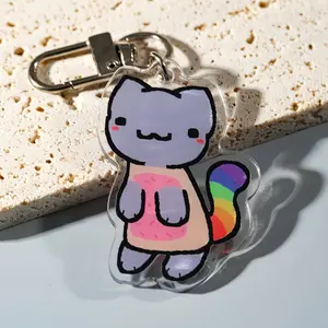 Rainbow Cat Acrylic Keychain - Cute Cat, Animal Lovers, Cat Lover Kawaii Bag Charm for Keys, Backpack & Gifts, Collectible Fan Accessory, Aesthetic Game Merch!