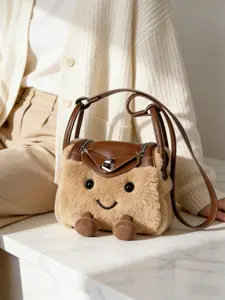 Original Unique Design Jelly Wind Doll Bag, Adorable Plush Platinum Color Bk Fairy Shoulder Handbag, Cute Single-Shoulder Crossbody Bag