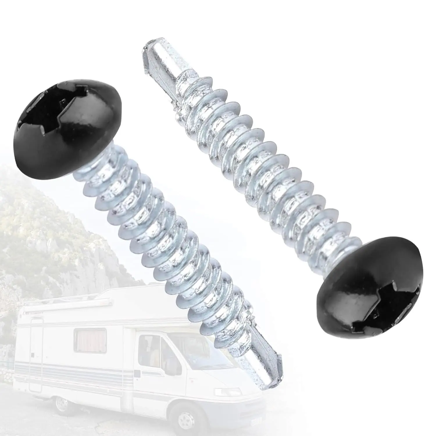 Black Coated Stainless Steel #8x1 in Quad Drive Self-Tapping Drill Screws, Sturdy and Solid, Rust Resistant, Hard to Deform, for RV Users, Cargo Trailer Fixing Panels Repair - 100 Count