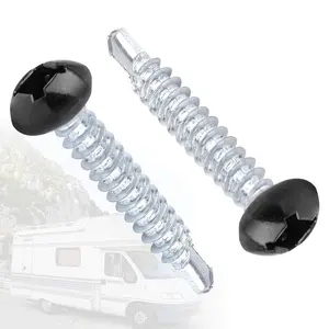 Pan  Metal RV Screws Black #8x1 for Quad Drive Self Tapping Drill RV Interior and Exterior Enclosed Trailer Repair Screws - 100 count