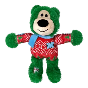 Winter Sweater Wild Knots Bear Dog Toy Green Medium Large Polyester Blend with Festive Sweater Design