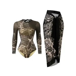 Women’s Mesh One-Piece Swimsuit, European-Style Swimwear, Sun-Protection Quick-Dry Bathing Suit, Summer Beach Wear