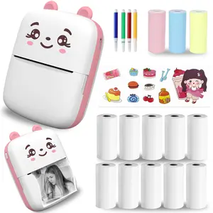 Ink Free Sticker Printer Mini Thermal Printer with One Roll Of Thermal Paper, Wireless Pocket Printer, Intelligent Portable Receipt Printer, Suitable for Photos, Diaries, Notes, And Memos