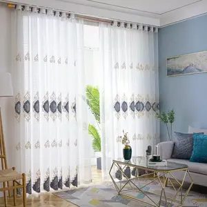 Luxury European Embroidered Sheer Curtain, High-End Drapes with Velvet Backing, Korean Style Window Decor, Elegant Home Decoration