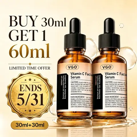 【Buy 30ml VC Serum Get 1 60ml Free】VGO Vitamin C Facial Serum 30ml/60ml soothes skin, suitable for all skin types, rich in retinol and has additional benefits such as youthful Hydrate , brightening skin tone, and daily skincare.