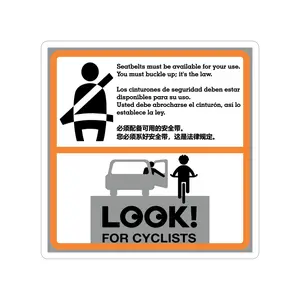 Sticker - NYC Taxi TLC Passenger Safety Decal, Look for Cyclists, Buckle Up Reminder