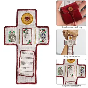 Cross Pocket Bag with Prayer Cloth, Religious Faith Decor, Church Carry Bag, Easter Jesus Theme, Ideal for Churches and Religious Use