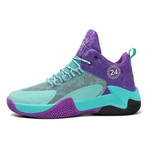 Men's Color Block High Top Basketball Shoes, Comfy Breathable Non Slip Shock Absorption Lace Up Sneakers For Indoor/outdoor Training Running Walking Women's Neutral Unisex Water Mesh safety shoe Golf casual quick Quick-Dry Non-Slip Aqua Peloton