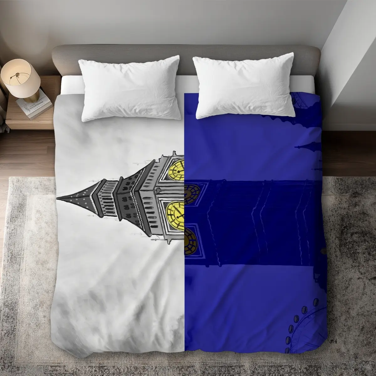 Begin Home Decor C1DCKSW0QQHA4S King Size Outline of Big Ben Duvet Cover - London Office Building Decor