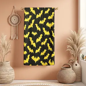 1Pc Halloween themed black with yellow bat patterns Bathroom Hand Towel Bath Towel, Multiple Size Microfiber Towel, Ultra-Soft Quick Dry and Absorbent Polyester Large Bath Towel, Unique Home Decorative Kitchen Towels