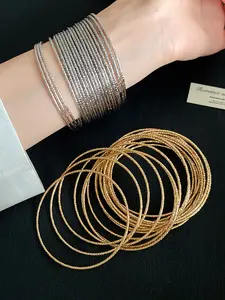 Metal Print Pattern Bracelet Set, Exquisite Bracelet, 20 Pieces, Stylish Accessory for Women & Girls, Perfect Gift Idea, Durable Metal Material