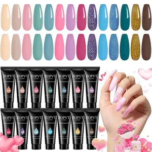 14 Color Nail Extension Glue Set, 15g X 14 Pieces, Beginner & Pro Use, Easy DIY at Home, Essential for Manicure, Gel Extension, DIY Nail Kit