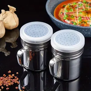 Stainless Steel Powdered Sugar Shaker with Lid & Handle - Fine Mesh for Baking Soda, Cocoa, Cornstarch, Coffee Perfect Restaurants Kitchen Utensils