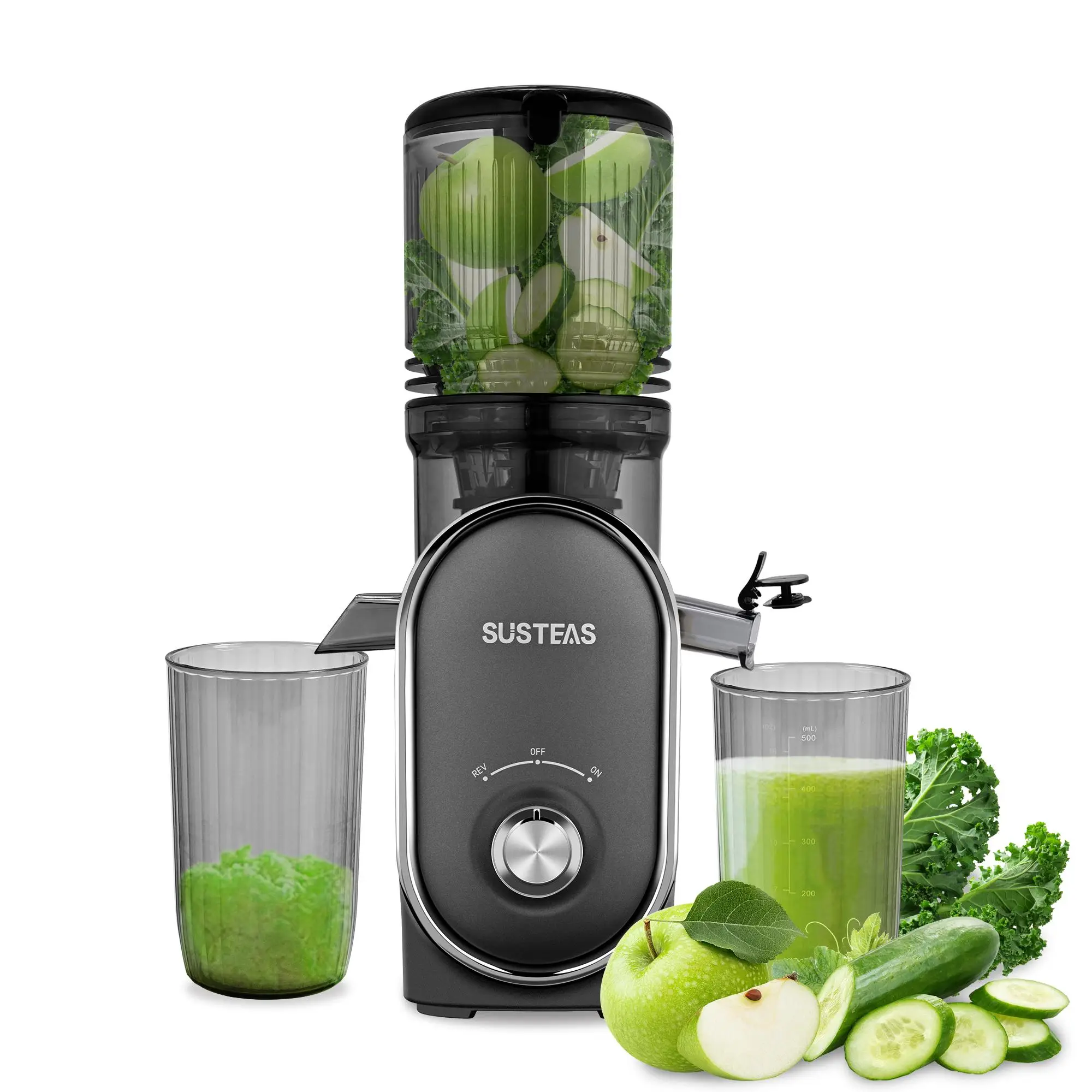 SUSTEAS Cold Press Juicer 5.3 Inch Large Inlet, Suitable for Juicing Whole Vegetables and Fruits, Easy to Clean Household Appliance Blender Smoothie M