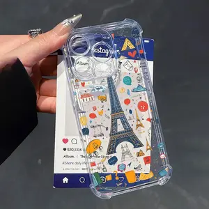Eiffel Tower Pattern Clear Phone Case, Anti-drop Cellphone Protective Case, Total Protective Shockproof Mobile Phone Cover for iPhone, Casing