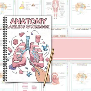 Human Anatomy Annotation Practice Book, Anatomical Learning Guide, Nursing Student Study Material, Anatomy Annotation Exercises, Anatomy Notebook