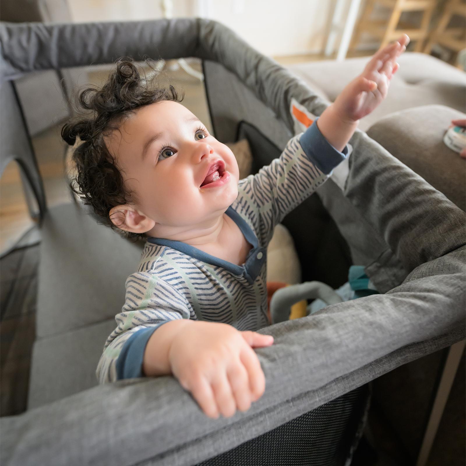 HARPPA Foldable Travel Crib & Playard, Portable Playpen with Mattress, Double Layers Bassinet for Baby & Toddlers, No Assembly Pack & Play Play Yard, Baby Items