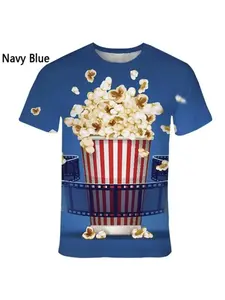 New Fashion Popcorn 3D Printed Funny T Shirts Men's And Women's Clothing Summer Short Sleeve T-Shirt Unisex Streetwear Tops