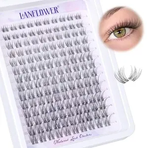 Natural Lash Clusters Clear Band Eyelash Clusters Wispy Individual Lashes C Curved Cluster Eyelash Extensions Invisible Band Cluster Lashes by Lanflower