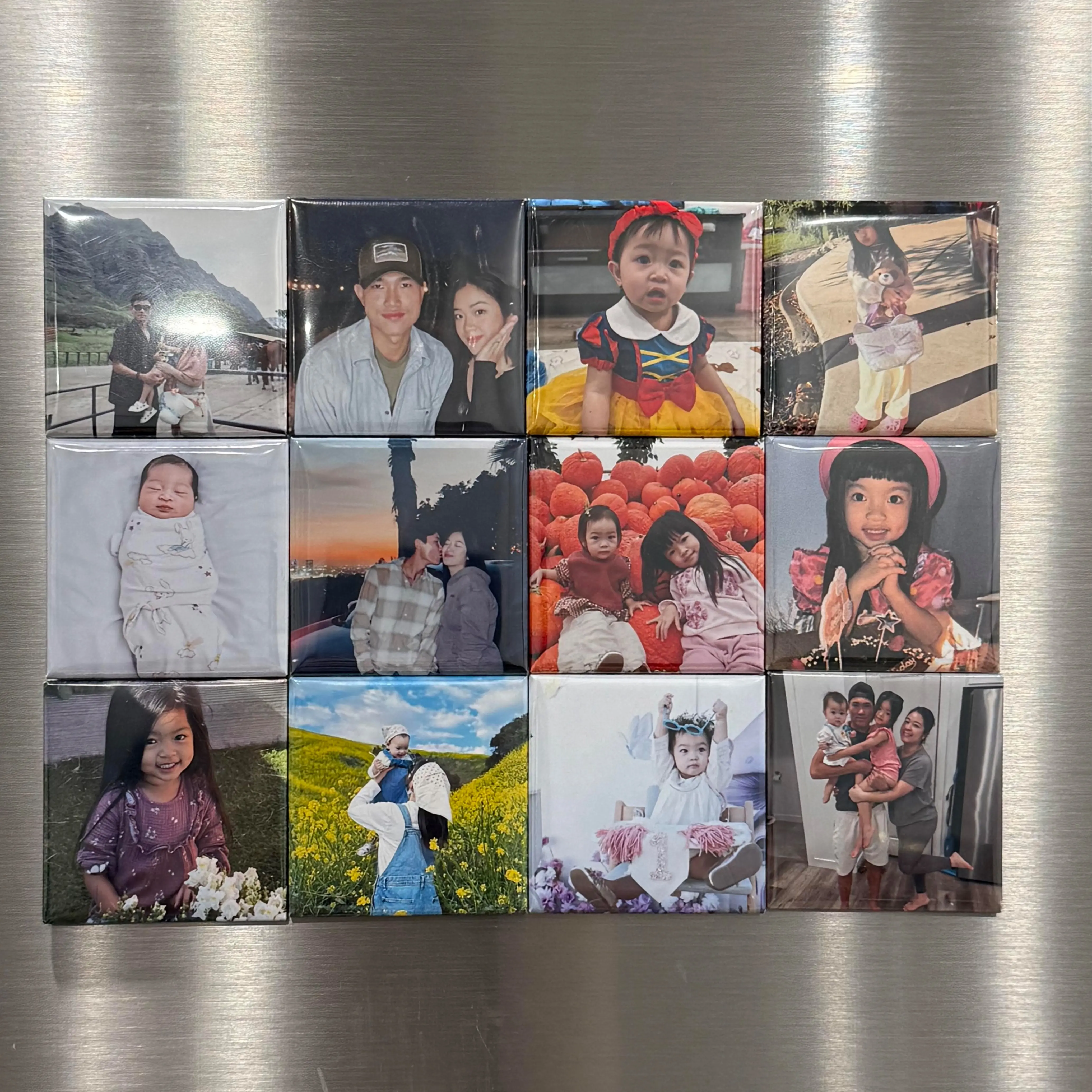 Personalized Magnets Photo Set of 6 2x2 Customizable Family Moments Decor Magnetic Glossy Tiny Memories That Stick On Your Fridge