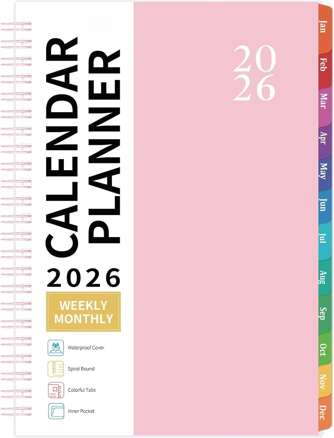 2026 Planner - 2026 Planner Weekly and Monthly from Jan. 2026 - Dec. 2026, Weekly Planner 2026 with Inner Pocket, Colorful Tabs, Planner for Women, 8.5" x 6.4" -