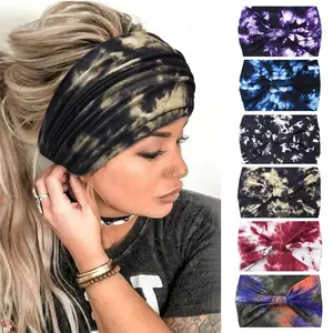 Women's Wide Headband Non-slip Bohemian Headband Elastic Tie-Dye Headband Yoga Fitness Sweatband Running Sports Headband, 6 Pack