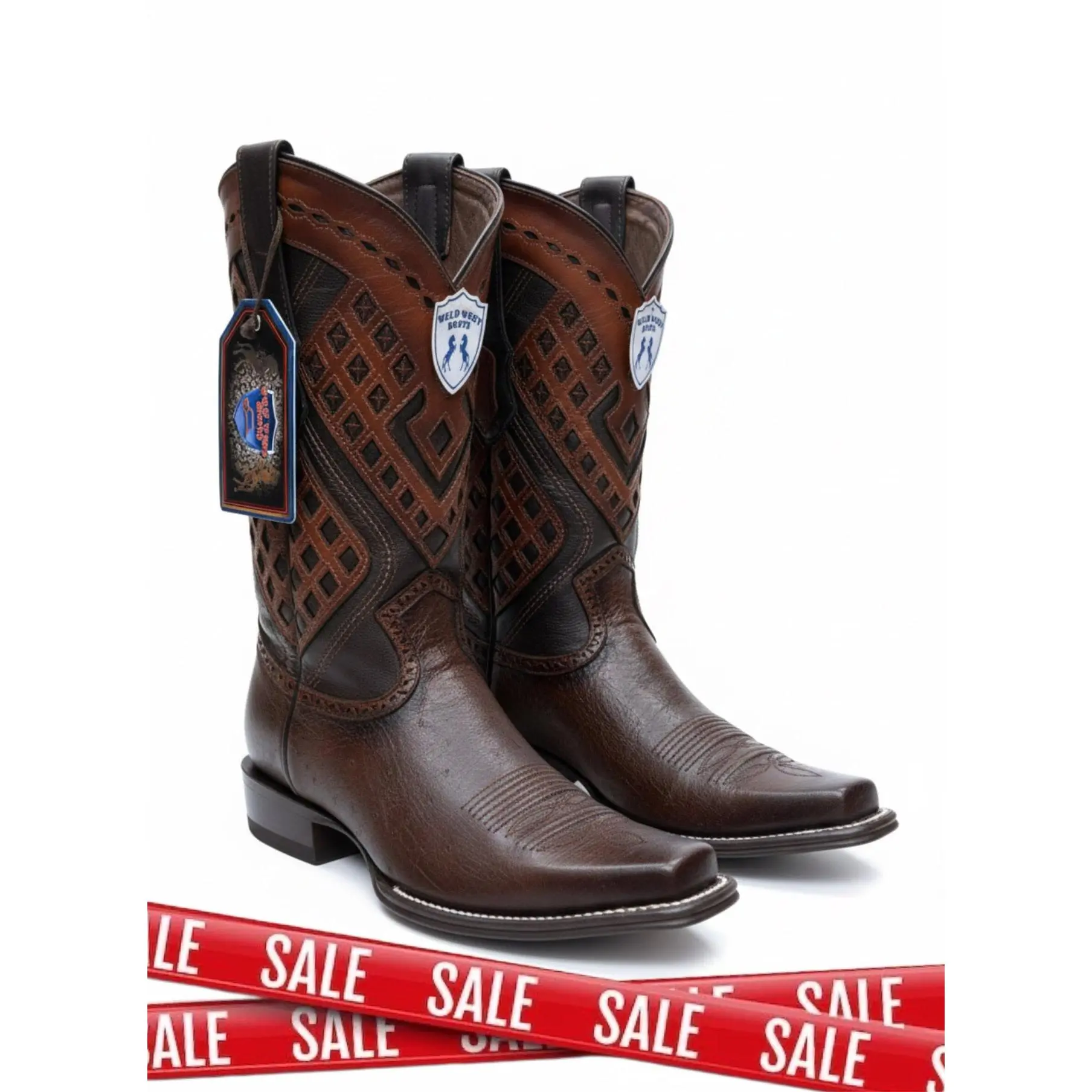 Men western boots brown