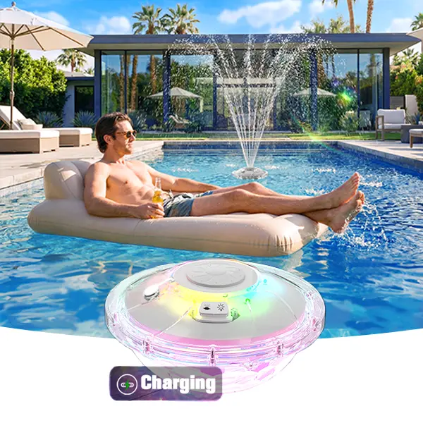 Floating Water Fountain with Underwater Lights, pool fountain, Rechargeable Floating Pool Fountain with Light Show,Above Ground Pools Water Fountains Pump with Anchor,Swimming Inground Pools Fountains for Pond sohochic