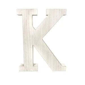 360 stand 16 in. Distressed MDF Wooden Initial Letter K Sculpture - White Wash, Home Decor for Room, Table, Wall, Farmhouse