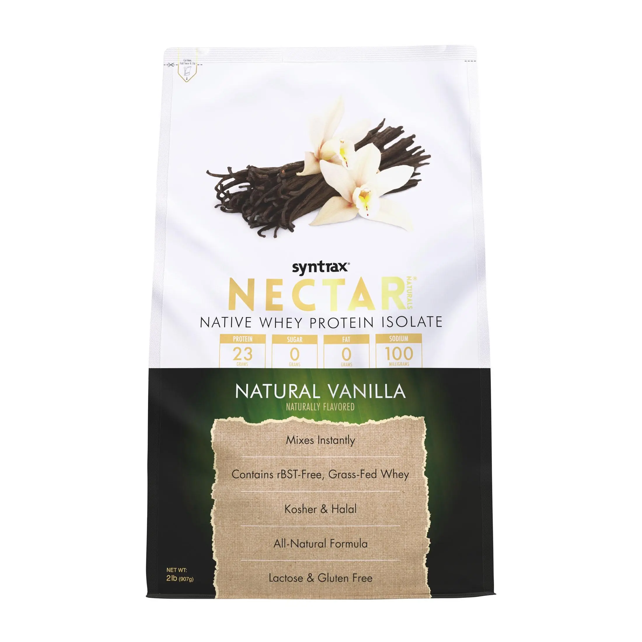 Syntrax Nutrition Nectar Naturals All Natural Whey Protein Isolate, Natural Vanilla, 2 lbs. Real Vanilla Specks