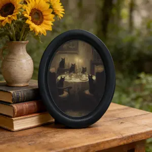 Vintage Cat Wall Art Oval, Animal Design, Artistic Gothic Style Home Decor, Perfect for Christmas, Thanksgiving, Halloween, Bedroom and Study Room Decoration