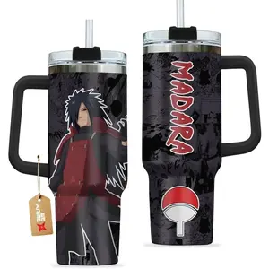 [Sip40 Otaku] Madara 40oz Handle Stainless Steel Tumbler – Legendary Sannin Inspired Cup, Hidden Leaf Ninja Travel Mug, Sage Mode Anime Drinkware, Large Iced Coffee Tumbler, Otaku Gift for Anime Lovers