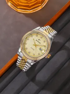 RICECGO 1pc men's quartz watch, featuring a stainless steel strap, rhinestone design, date function, modern and fashionable jewelry accessory, suitable for business occasions and daily wear, Business fashion watches