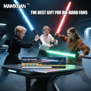 MAMXUAN,Light up saber, Metal Hilt, Mini Sword, USB Rechargeable, Battle Sound Effects, Durable PVC Blade, RGB 15 Color Changing, Charging Cable Included, Birthday Gift for Youngsters and Teens
