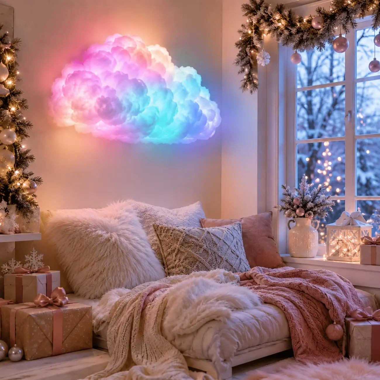3D Thunder Cloud LED Night Light, RGB Music Sync Cloud Lamp, USB Powered Color Changing DIY Room Decor Light for Bedroom, Gaming Room, Party, Birthday, Christmas, Halloween and Holiday Decoration