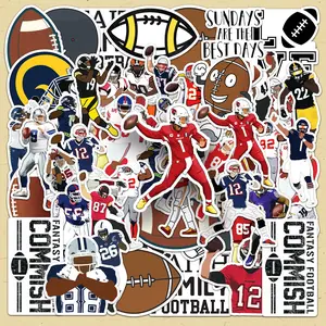 Football Sports Themed Sticker, 50pcs/set Modern DIY Decorative Sticker, DIY Decals for Water Bottle, Laptop, Phone Case, Scrapbooking, Journal Making