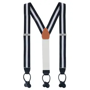Trafalgar Men's Montague Center Stripe Nylon Button End Suspenders, Button-End Suspenders