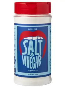 Bakers Club Salt and Vinegar Seasoning 9oz - French Fries, Wing Dust, Popcorn, Chips, Nuts, Snacks and More - Gluten-Free, MSG Free, Non-GMO - Zesty Tangy & Salty Spice Blend Dry Vinegar Powder